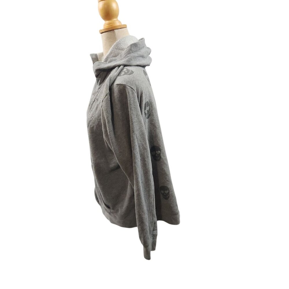 Live Love Dream XL Gray Zip-Up Hoodie With Skull Print & Rhinestones Aeropostale - Picture 6 of 9